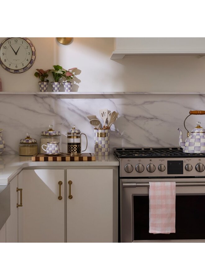 Violet Check Utensil Holder