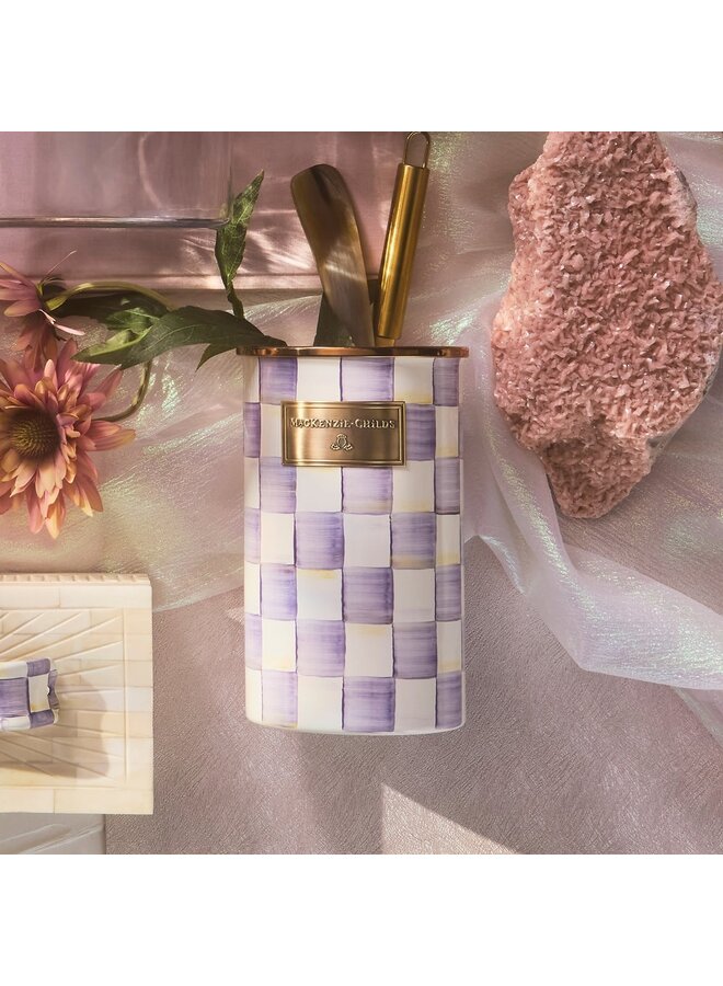 Violet Check Utensil Holder