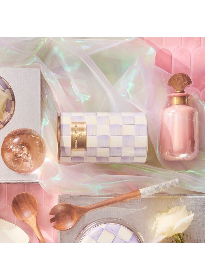 Violet Check Utensil Holder