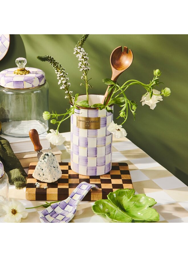 Violet Check Utensil Holder