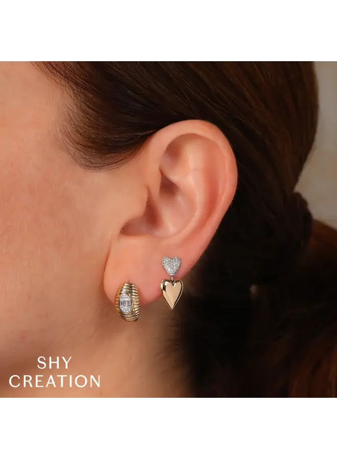 14K Two Tone Diamond Baguette Huggie (.22ct)