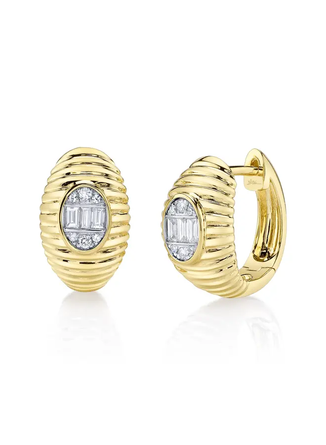 14K Two Tone Diamond Baguette Huggie (.22ct)