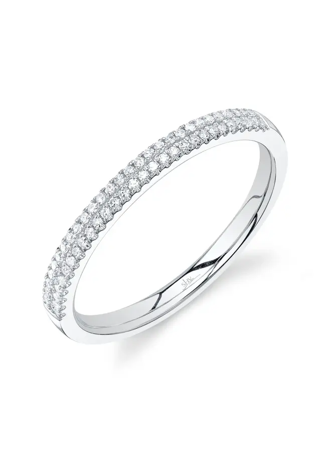 14K White Gold Think Double Band (.12ct, Size 7)