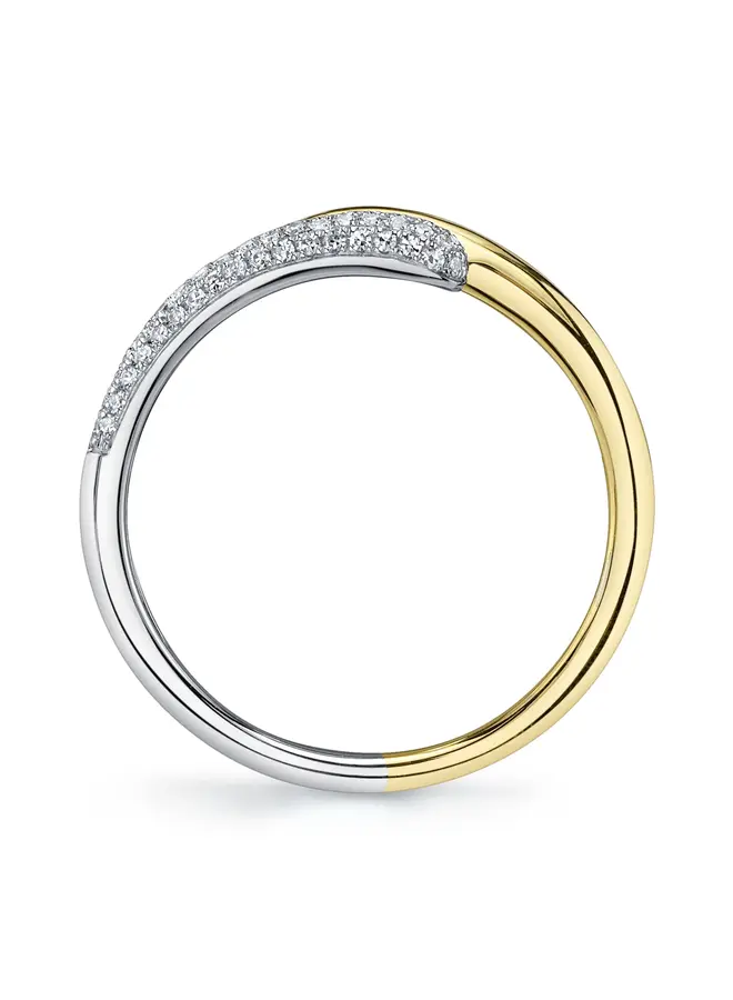 14K Two Tone Diamond Pave Ring (.15ct) - Size 7