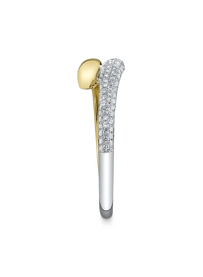 14K Two Tone Diamond Pave Ring (.15ct) - Size 7