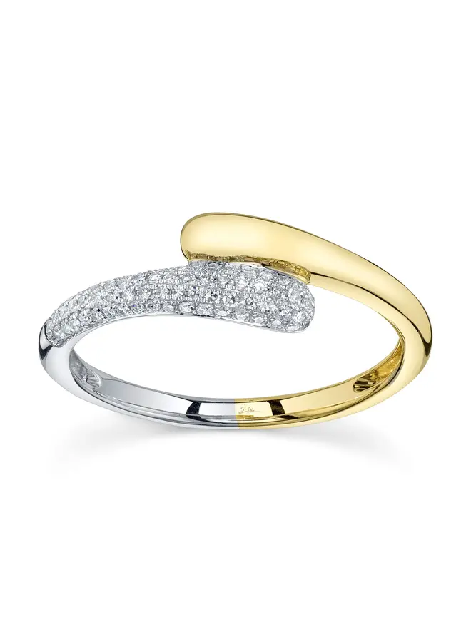 14K Two Tone Diamond Pave Ring (.15ct) - Size 7