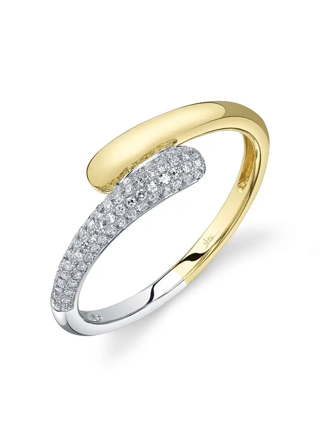 14K Two Tone Diamond Pave Ring (.15ct) - Size 7