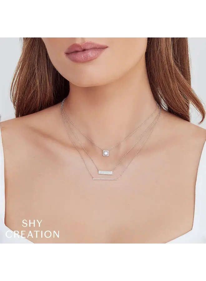 14 White Gold/Diamond Pave Rectangle Necklace (.25ct)