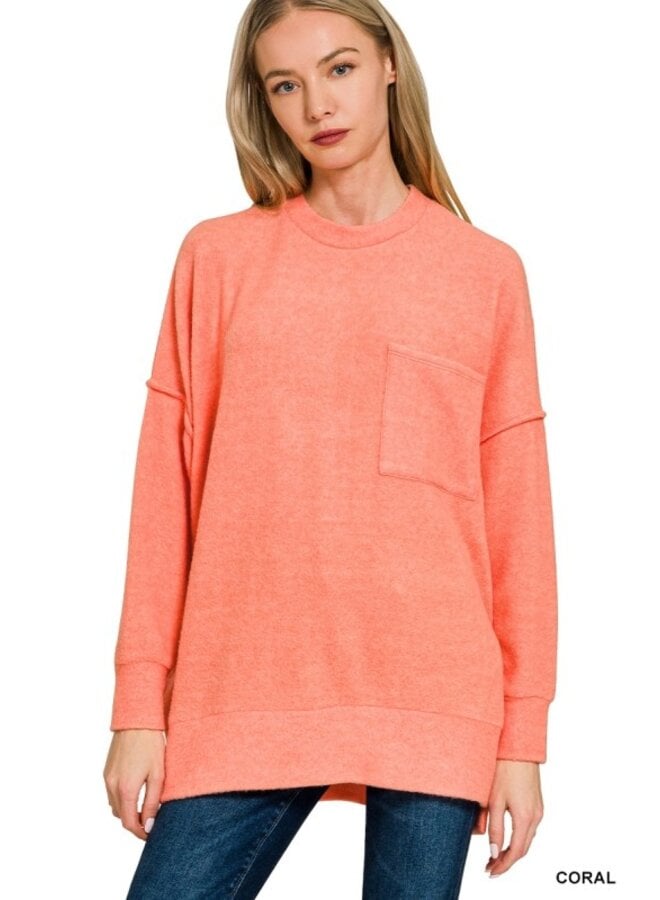Brushed Melange Oversized Top -