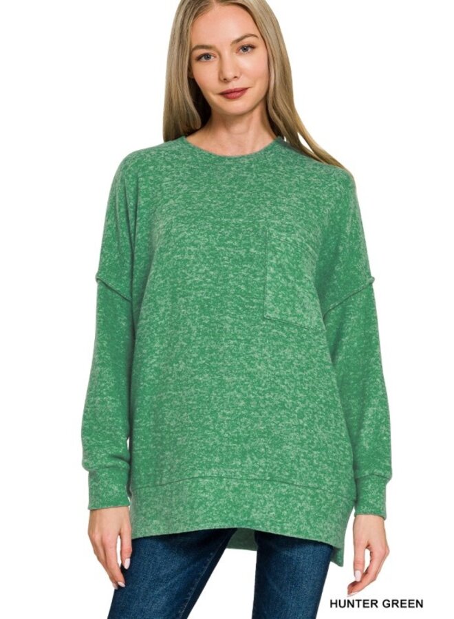 Brushed Melange Oversized Top -