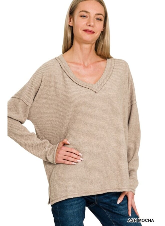 Ribbed V-Neck Top -