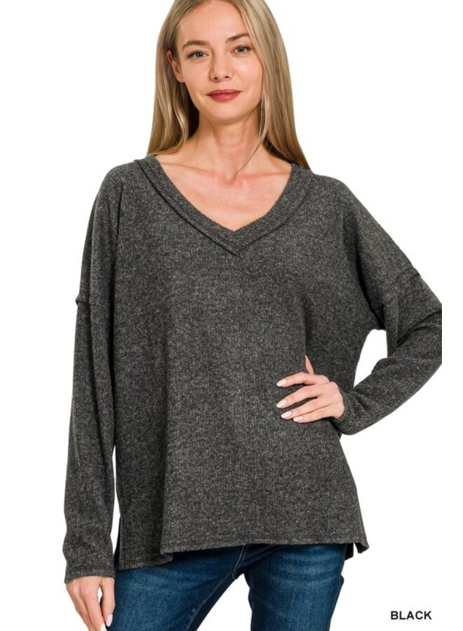 Ribbed V-Neck Top -