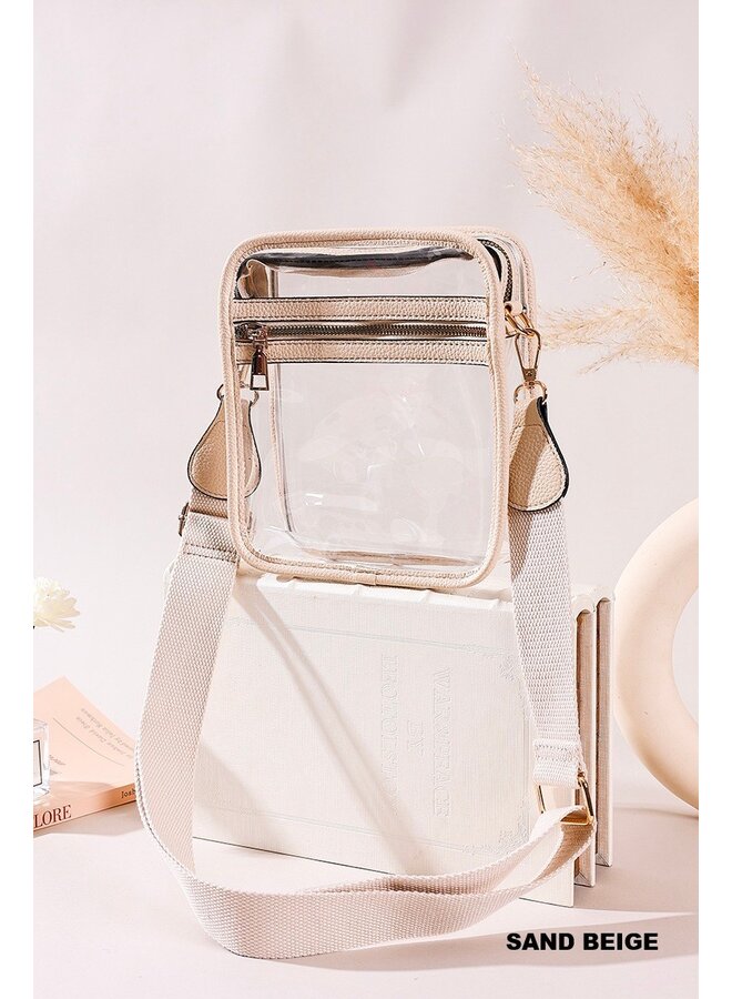 Clear Messenger Bag with Zipper -