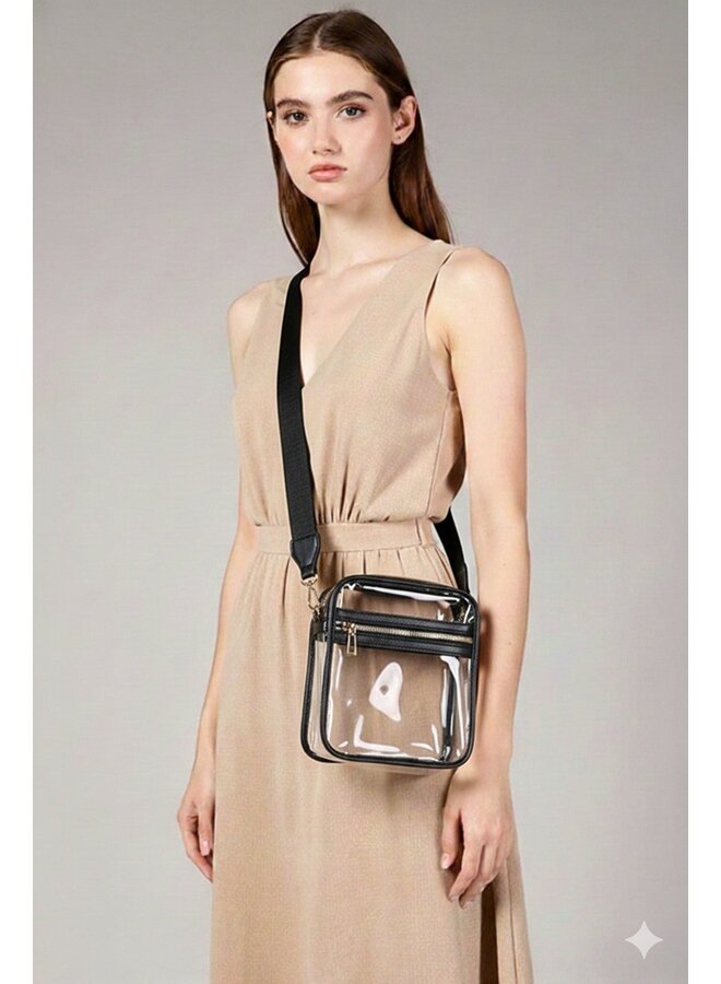 Clear Messenger Bag with Zipper -