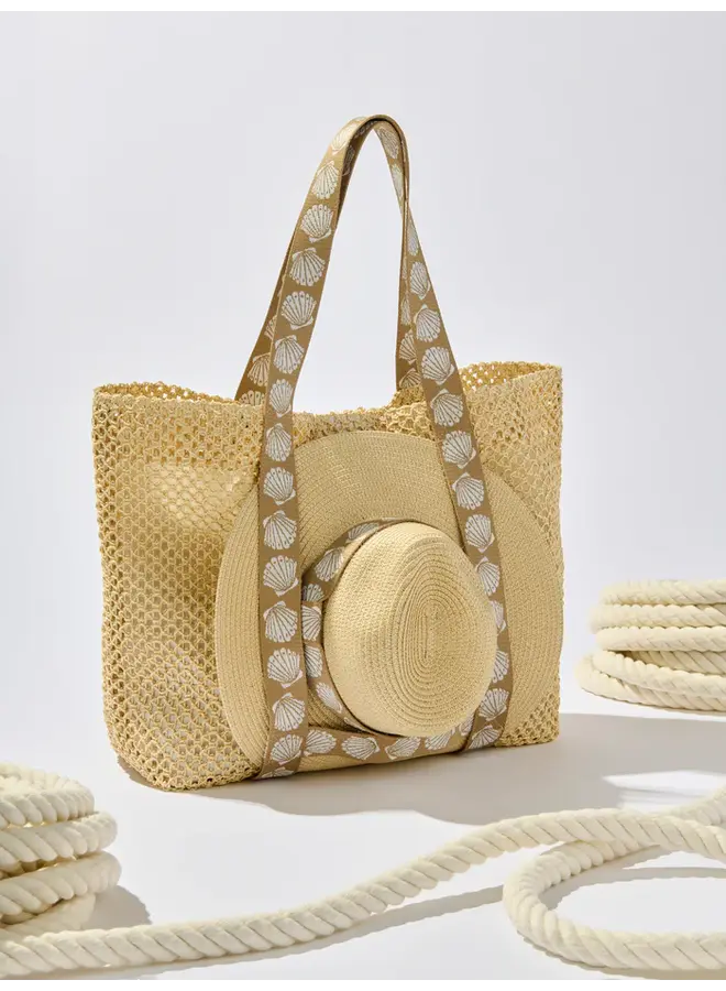 Shelly Tote and Hat Set - Tan