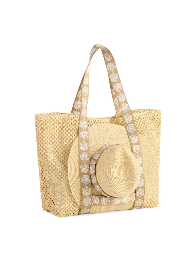Shelly Tote and Hat Set - Tan
