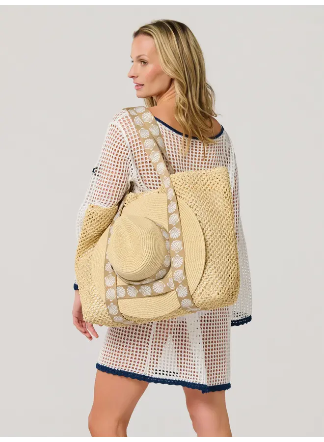 Shelly Tote and Hat Set - Tan