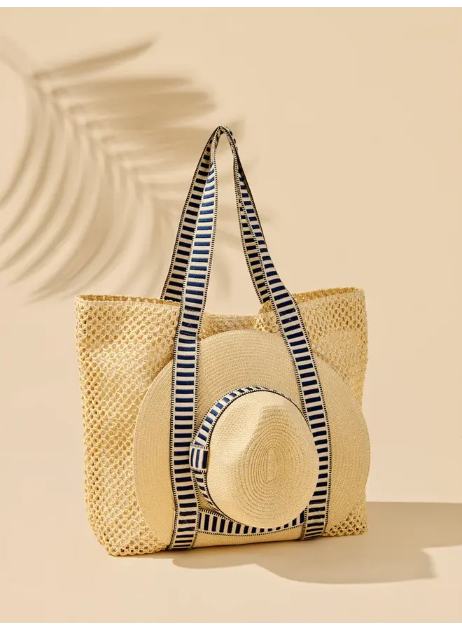 Dorian Tote and Hat Set - Navy