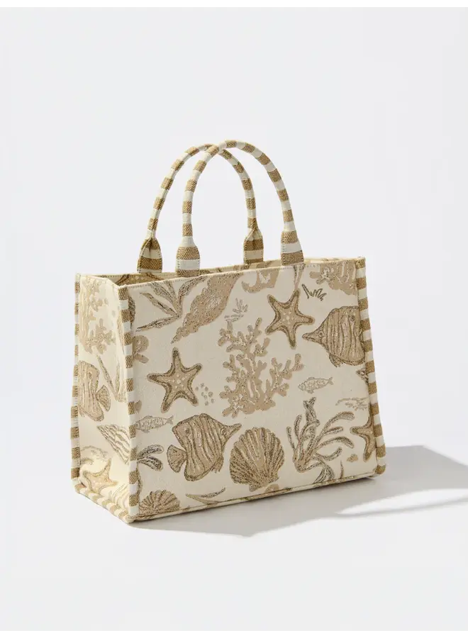 Coastal Jacquard Tote - Beige