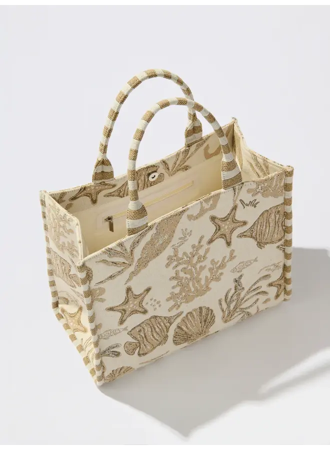 Coastal Jacquard Tote - Beige