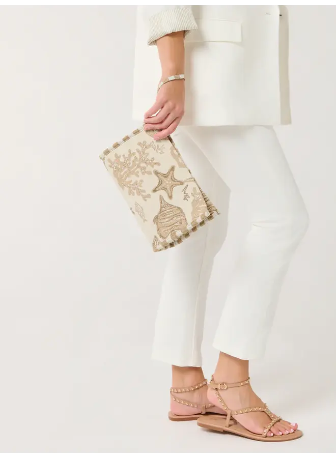 Coastal Jacquard Wristlet Pouch