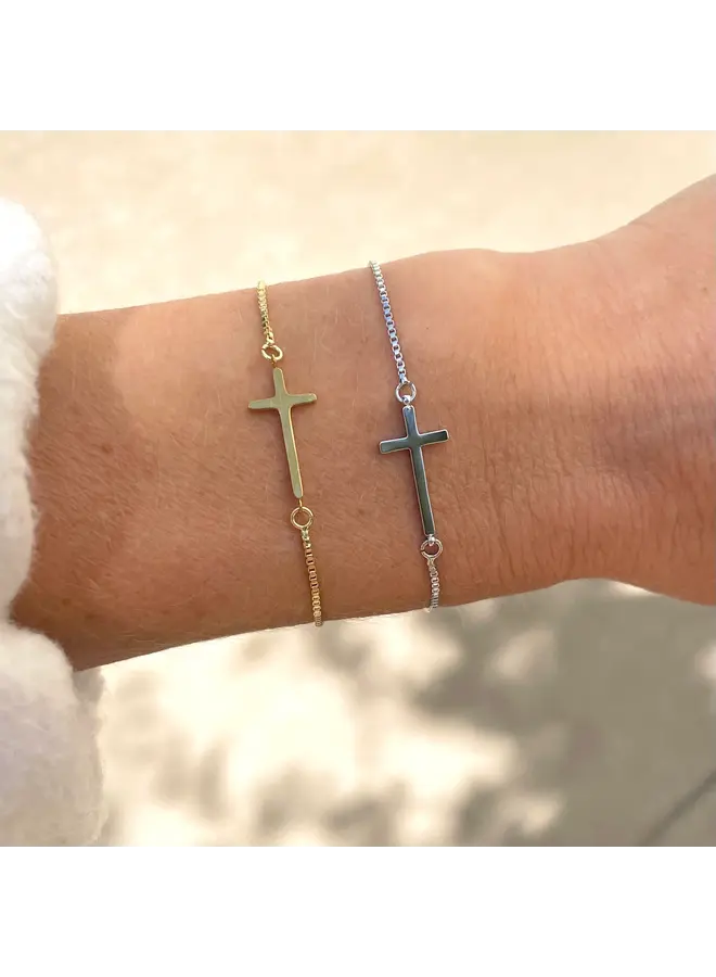 Cross Slider Bracelet - Silver