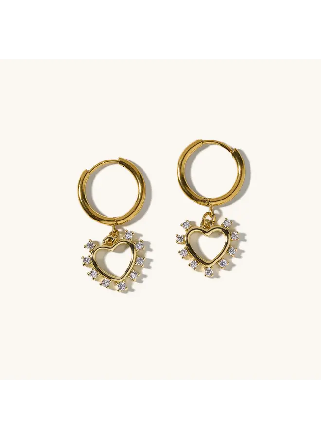 Elizabeth Crystal Heart Huggies