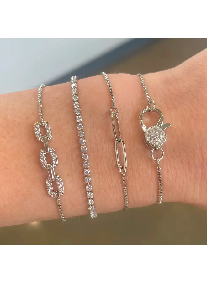Steph Silver Diamond Chain Slider Bracelet