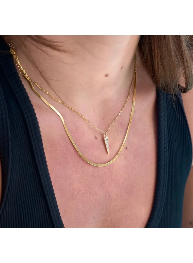 Micro Gold Herringbone Necklace