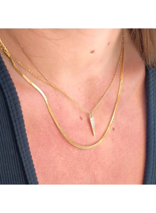 Micro Gold Herringbone Necklace