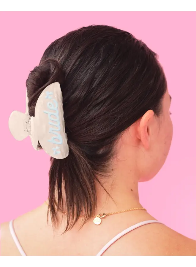 Bride Acrylic Claw Clip - Blue Writing