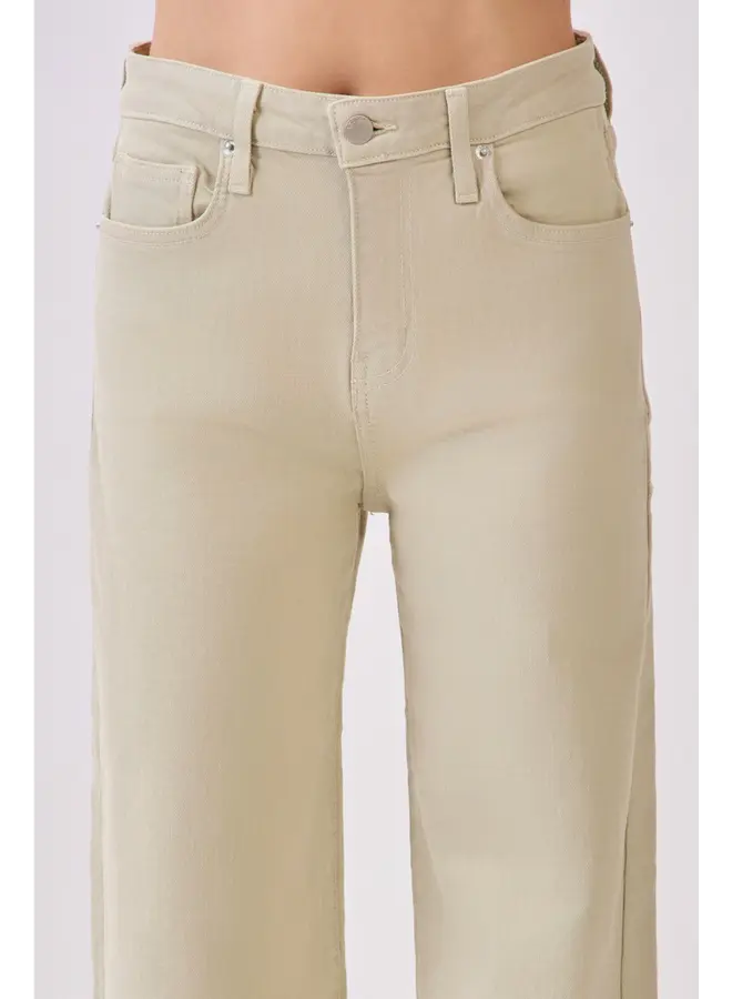 Paola A-Line Scissor Gem Wide Jean - Matcha