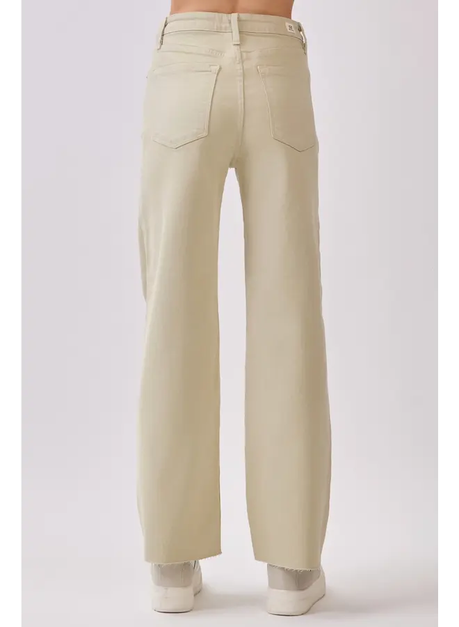 Paola A-Line Scissor Gem Wide Jean - Matcha