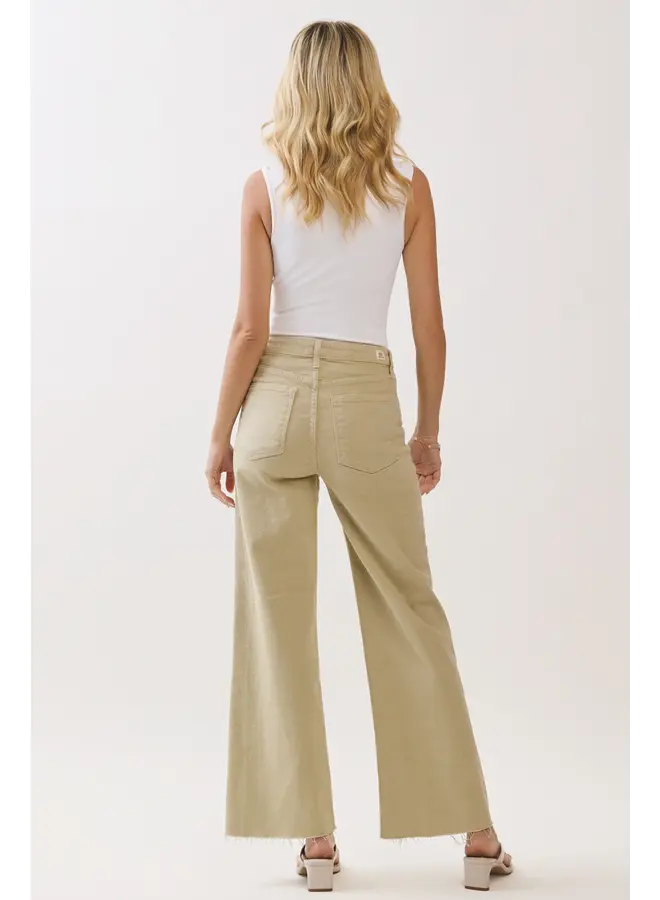 Paola A-Line Scissor Gem Wide Jean - Matcha
