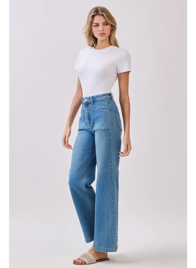 Enzo Diamond Pocket Wide Leg Flare