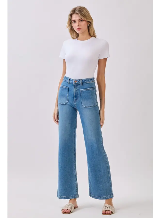 Enzo Diamond Pocket Wide Leg Flare