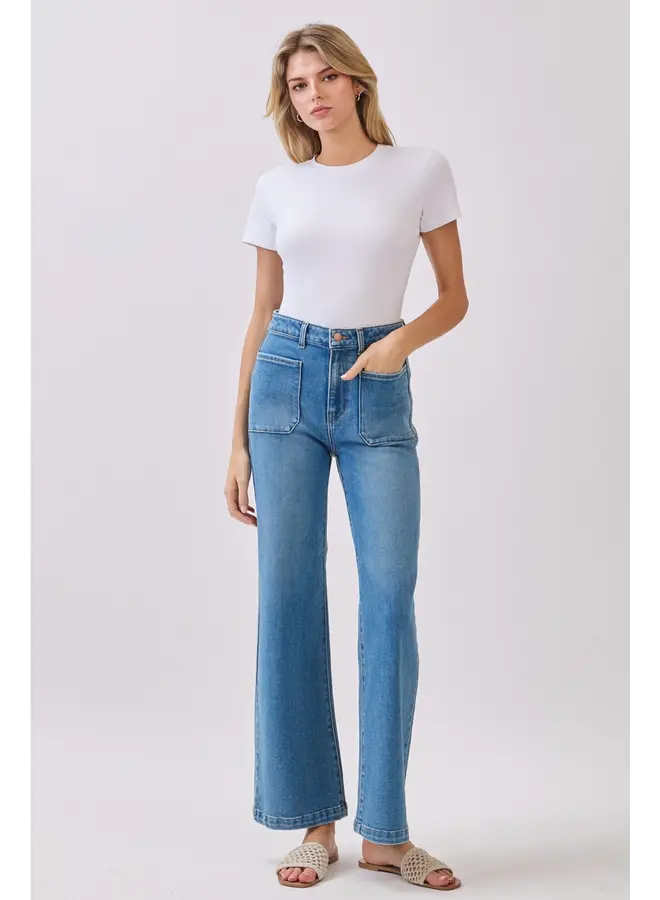 Enzo Diamond Pocket Wide Leg Flare