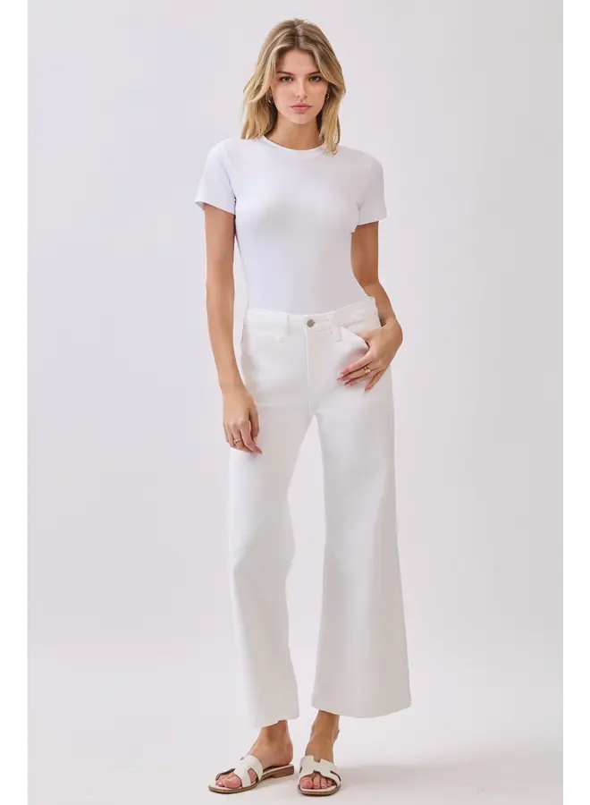 Genoa Slant Pocket Crop Jean - White -