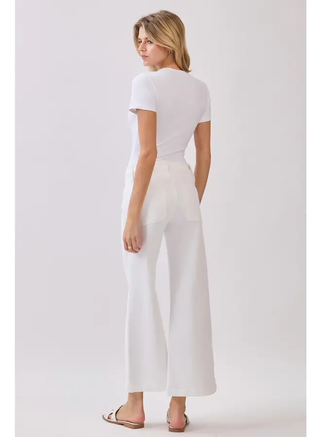 Genoa Slant Pocket Crop Jean - White -