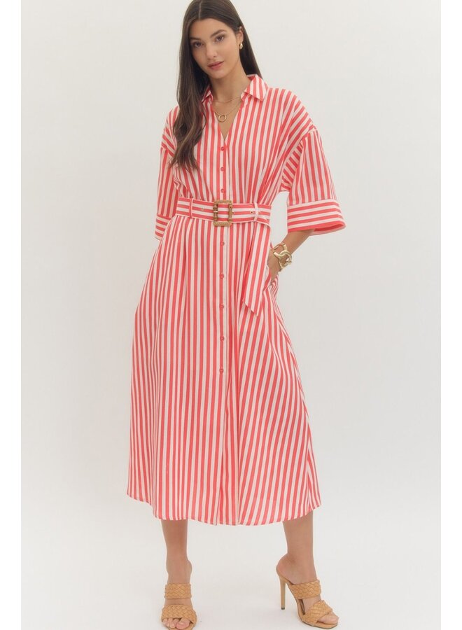 Elisabeth Red Belted Dress