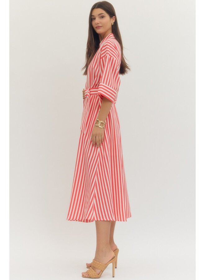 Elisabeth Red Belted Dress