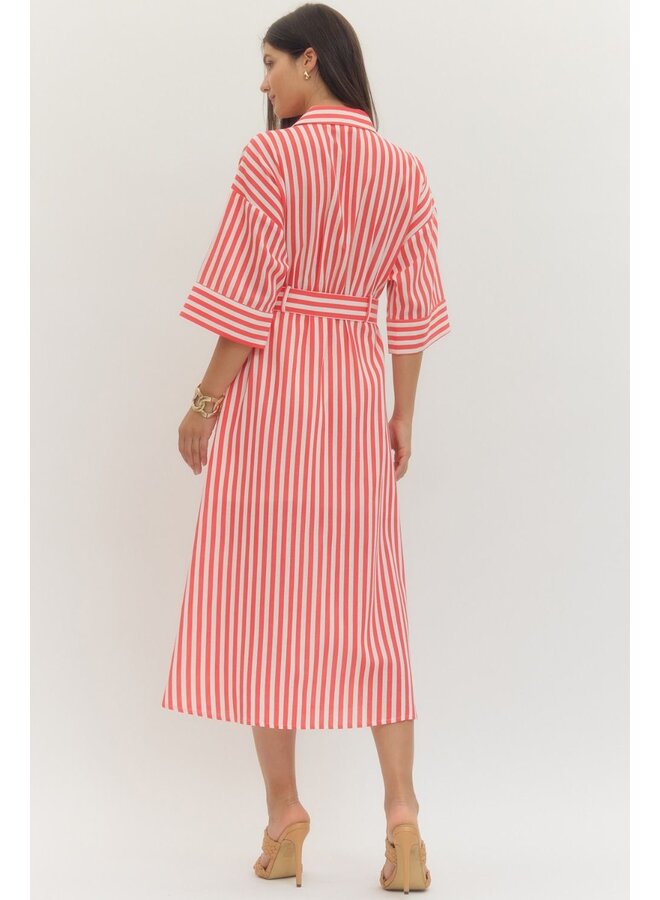 Elisabeth Red Belted Dress