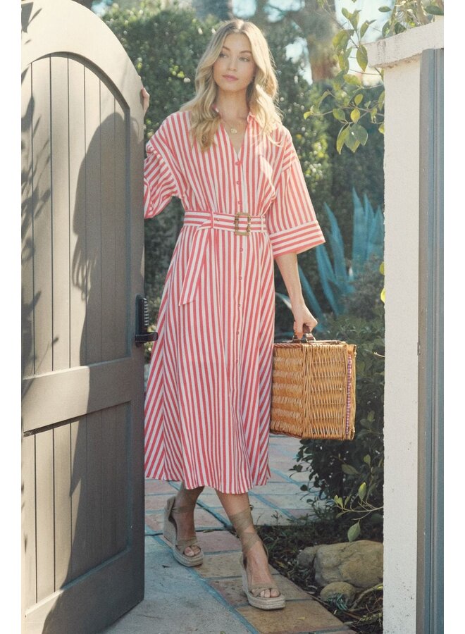 Elisabeth Red Belted Dress