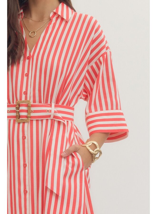 Elisabeth Red Belted Dress