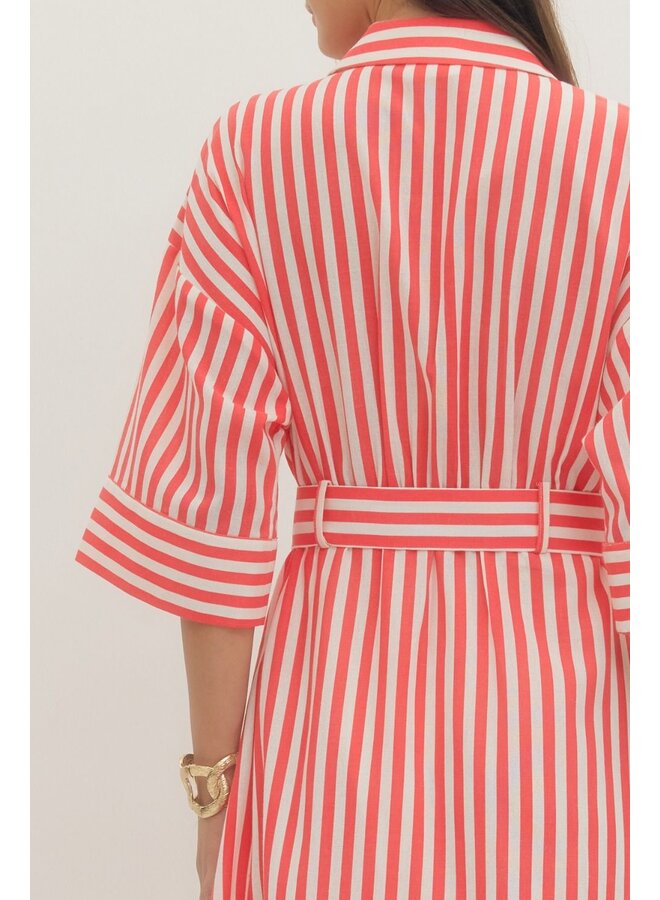 Elisabeth Red Belted Dress