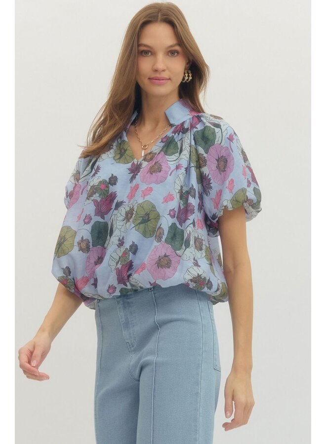 Margot Blue Floral Blouse
