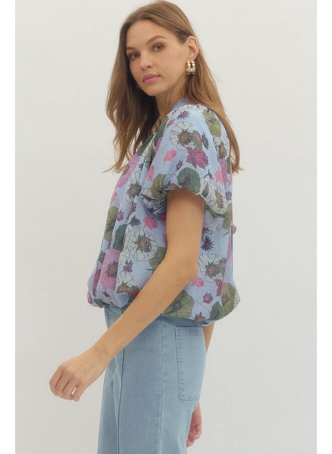 Margot Blue Floral Blouse