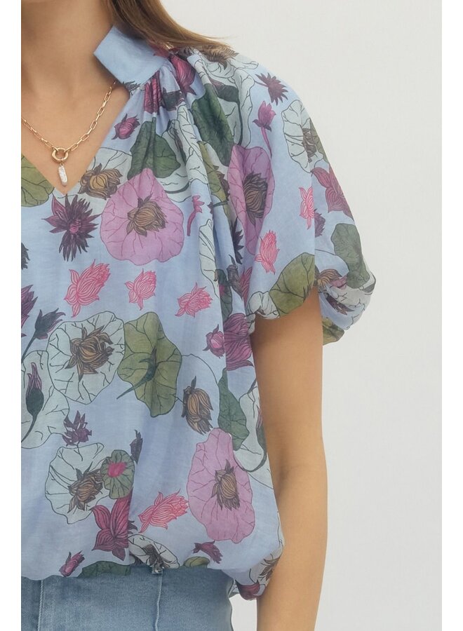 Margot Blue Floral Blouse