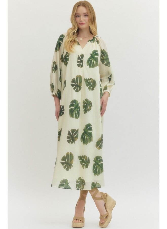 Palm Leaf Vacay Dress