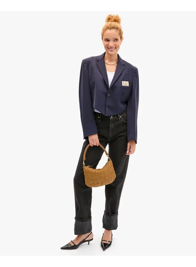 Petit Moyen Messenger - Leather & Suede Woven Checker - Sequoia